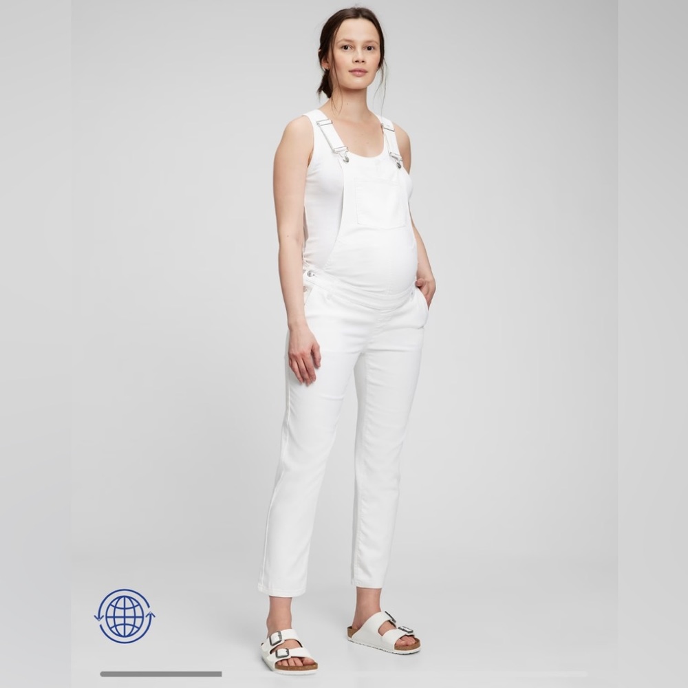 Gap maternity denim overalls - white